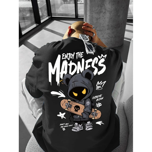 Retro-style Fashion Short-sleeve Crewneck T-shirt — Black