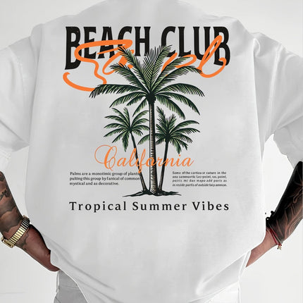 Vintage Coconut Tree Pattern T-shirt — White