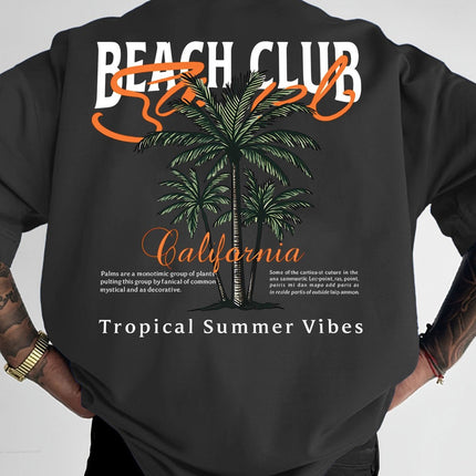 Vintage Coconut Tree Pattern T-shirt — Dark Gray