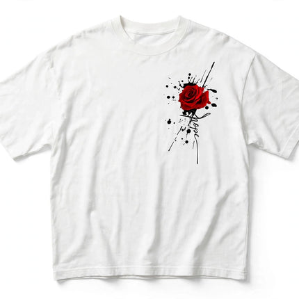 Round-neck Short-sleeve Top With A Rose Print — view 1