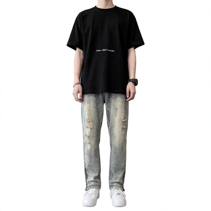Mens Spring Summer Loose-Fit Denim Jeans