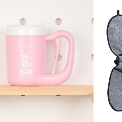 Pet Cat Dog Foot Clean Cup Washing Brush Paw Washer — Pink and grey
