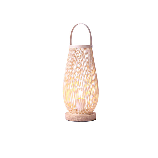 Japanese Style Hotel Bedside Lamp Modern Minimalist Bamboo Weaving — view 3