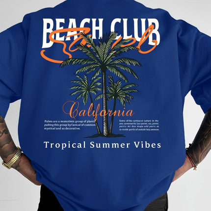 Vintage Coconut Tree Pattern T-shirt — Blue