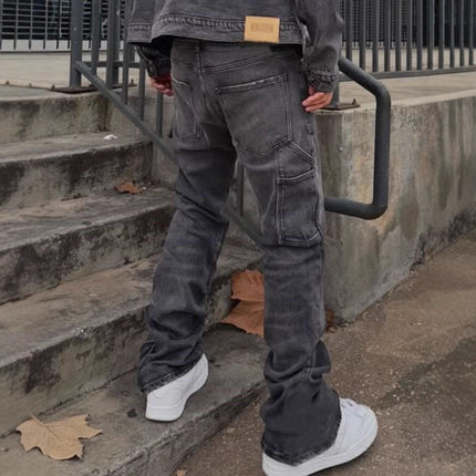 Wide-leg Casual Ripped Hip-hop Stretch Bootcut Trousers — view 3