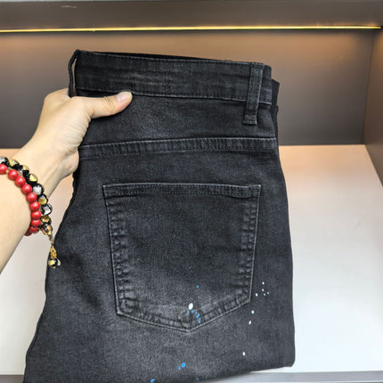 Men's Fashionable Straight-Leg Ripped Black Jeans — view 3