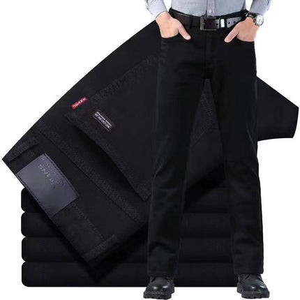 Men's Wear Business Casual Long Pants — Pure Black 201 Elastic Quality