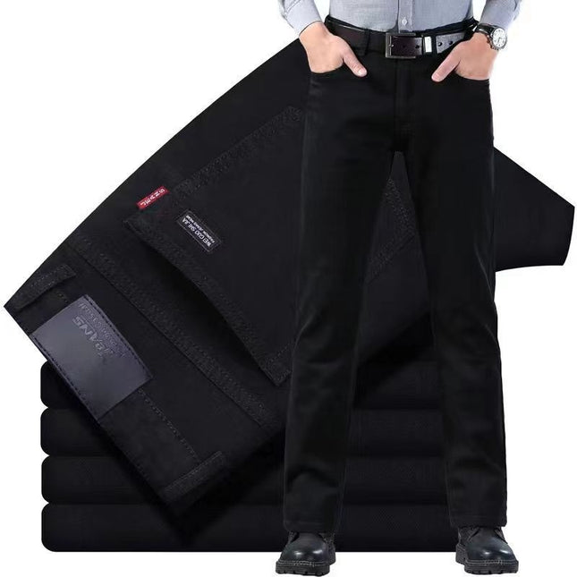 Men's Wear Business Casual Long Pants — Pure Black 201 Elastic Quality