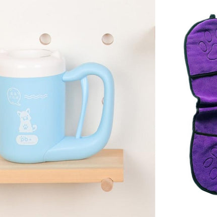 Pet Cat Dog Foot Clean Cup Washing Brush Paw Washer — Blue and purple