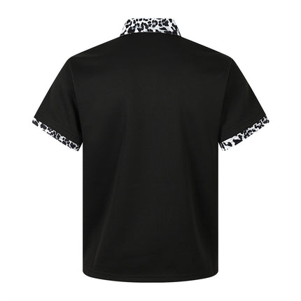 Graffiti Leopard-print Lapel Short-sleeve T-shirt For Men — view 5