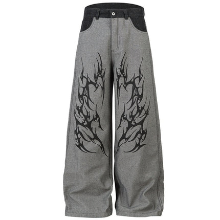 Mens American Style High Street Wide Leg Denim Jeans — view 1