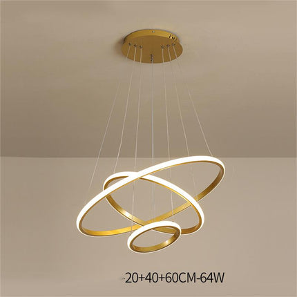 Living Room Chandelier Dining Room Lamp Intelligent Simple Household Chandelier — Gold 64W 20x40x60CM