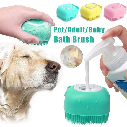 Silicone Dog Bath Massage Gloves Brush Pet Cat Bathroom Cleaning Tool Comb Brush For Dog Can Pour Shampoo Dog Grooming Supplies — view 1