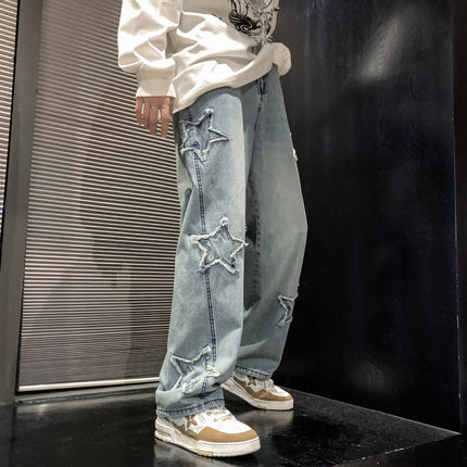 Mens Flared Loose High-Street Straight-Leg Pants — view 6