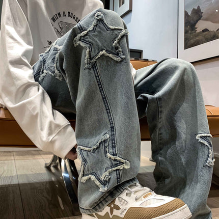 Mens Flared Loose High-Street Straight-Leg Pants — view 3