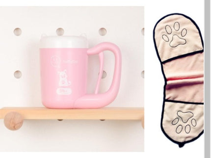 Pet Cat Dog Foot Clean Cup Washing Brush Paw Washer — Pink and Pink