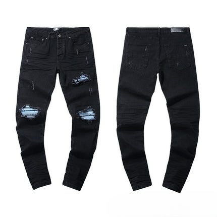 Casual Denim Jeans With Embroidered Ripped Patches — view 4