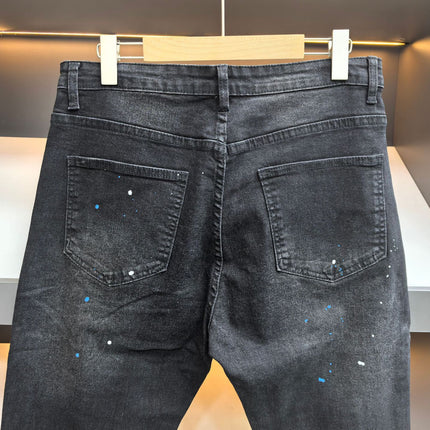 Men's Fashionable Straight-Leg Ripped Black Jeans — view 4