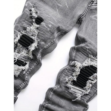 Men's Fashionable Gray Stretch Denim Jeans — view 6