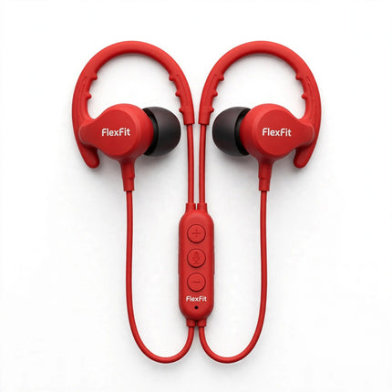 FlexFit Sports Earphones with Mic — Red