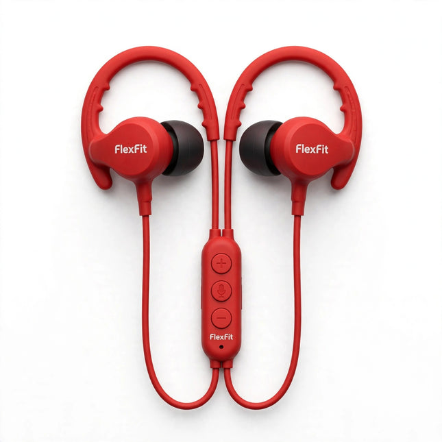FlexFit Sports Earphones with Mic — Red