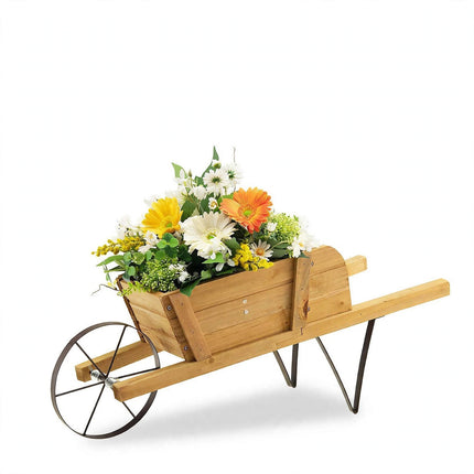 Wooden Wagon Planter With 9 Magnetic Accessories For Garden Yard — view 1