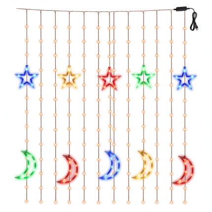 LED Fairy String Window Curtain Lights Star Christmas Xmas Party Home Indoor - White Background