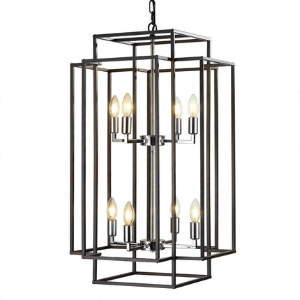 8 Lantern Tiered Chandeliers, Industrial Farmhouse Chandeliers — view 1