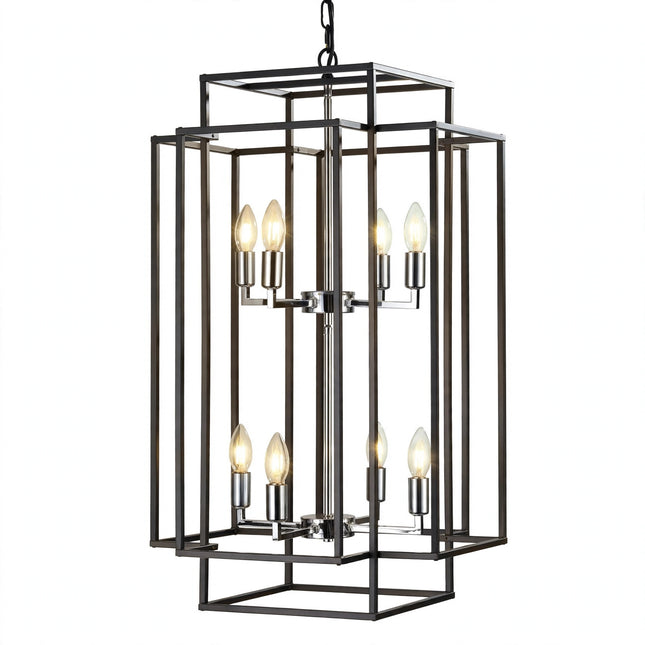 8 Lantern Tiered Chandeliers, Industrial Farmhouse Chandeliers — view 1