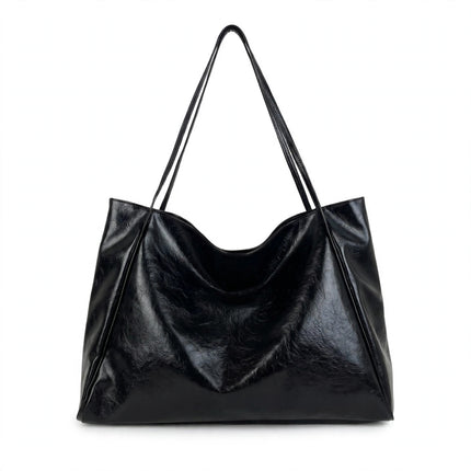 Vintage Women's Tote Bag Athletic Casual Fashion Large Capacity Leather Shoulder Bag - White Background