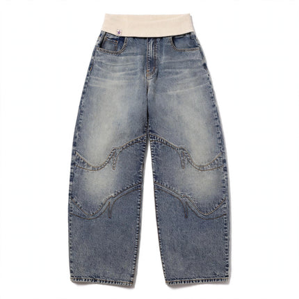 Loose-fitting Straight-leg Jeans With Pockets Fashion Casual Trousers Street-style Pants - White Background