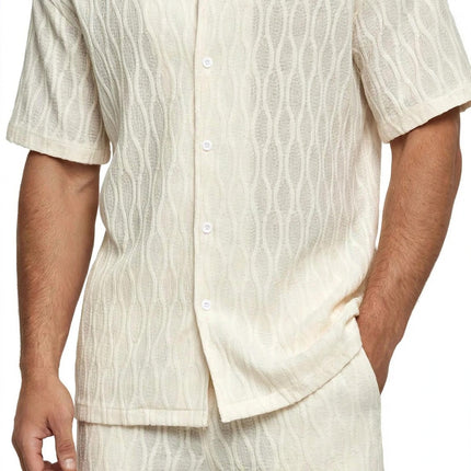Men Tracksuits Summer Fashion Solid Loose Casual Two Pieces Lapel Button Shirt Shorts Beach Holiday All-match Outfits Male