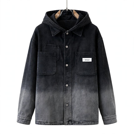 Loose Gradient Casual Jacket Hooded Denim Workwear — view 1