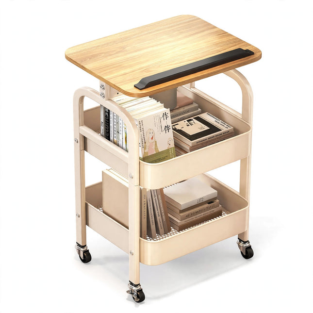 Vintage Small Cart Storage Rack, Floor Standing Snack Storage Rack, Foldable Storage Rack, Bedside Table, Sofa Side, Coffee Table — view 1