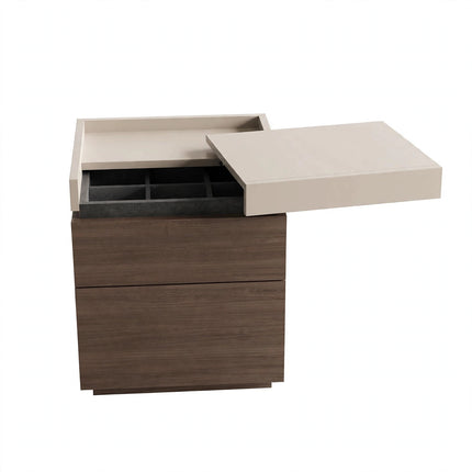 Simple Bedside Table Bedroom Multifunctional Hidden Compartment Storage Cabinet - White Background