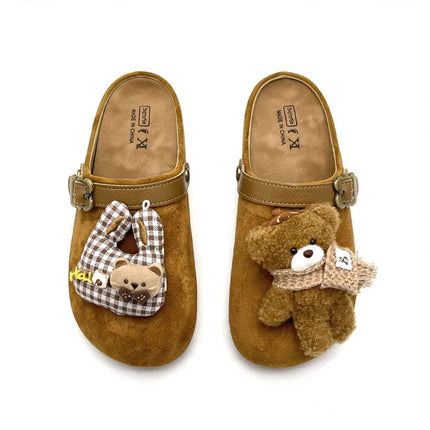 Cartoon Cute Plush Bear Boken Shoes Female One Step Boken Slippers