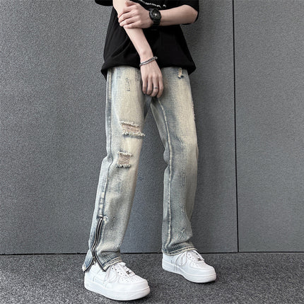 Mens Spring Summer Loose-Fit Denim Jeans — Retro Blue