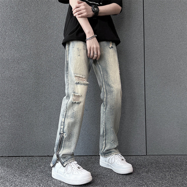 Mens Spring Summer Loose-Fit Denim Jeans — Retro Blue