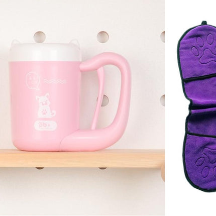 Pet Cat Dog Foot Clean Cup Washing Brush Paw Washer — Pink and purple