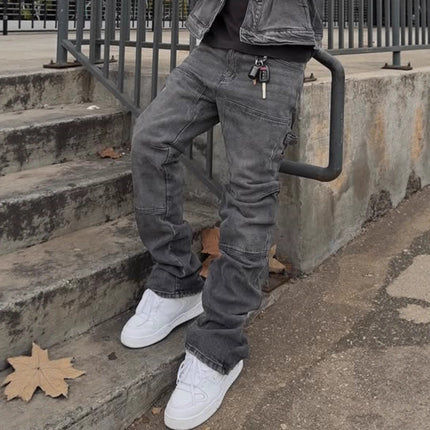Wide-leg Casual Ripped Hip-hop Stretch Bootcut Trousers — view 6
