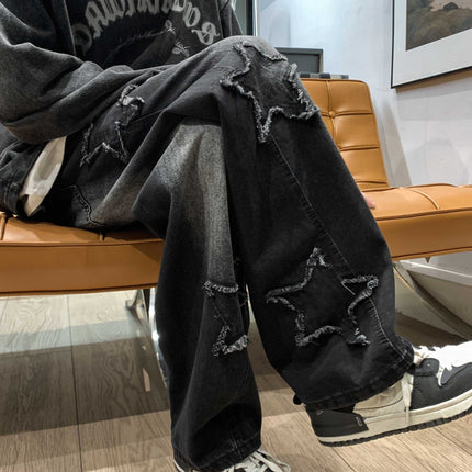 Mens Flared Loose High-Street Straight-Leg Pants — view 2