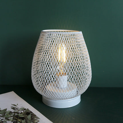 Retro Iron Art Table Lamp Battery Powered Night Light Hollowed Out Birdcage — view 3