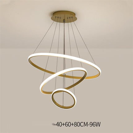 Living Room Chandelier Dining Room Lamp Intelligent Simple Household Chandelier — Gold 96W 40x60x80CM
