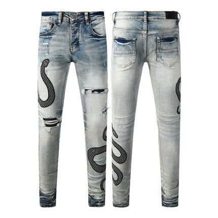 Street Fashion Wash Distressed Skinny Jeans — view 3