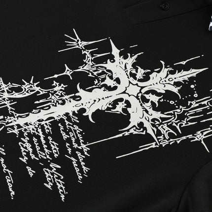 Graffiti Leopard-print Lapel Short-sleeve T-shirt For Men — view 4