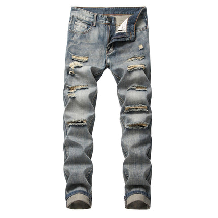 Men's Ripped Straight Slim Fit Non-stretch Jeans — view 3