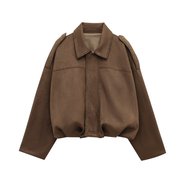 Faux Suede Texture Pilot Zip Up jacket/Coat with Soft Touch Finish