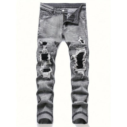 Men's Fashionable Gray Stretch Denim Jeans — Grey