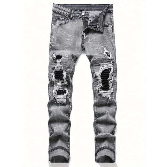 Men's Fashionable Gray Stretch Denim Jeans — Grey