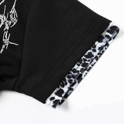 Graffiti Leopard-print Lapel Short-sleeve T-shirt For Men — view 3